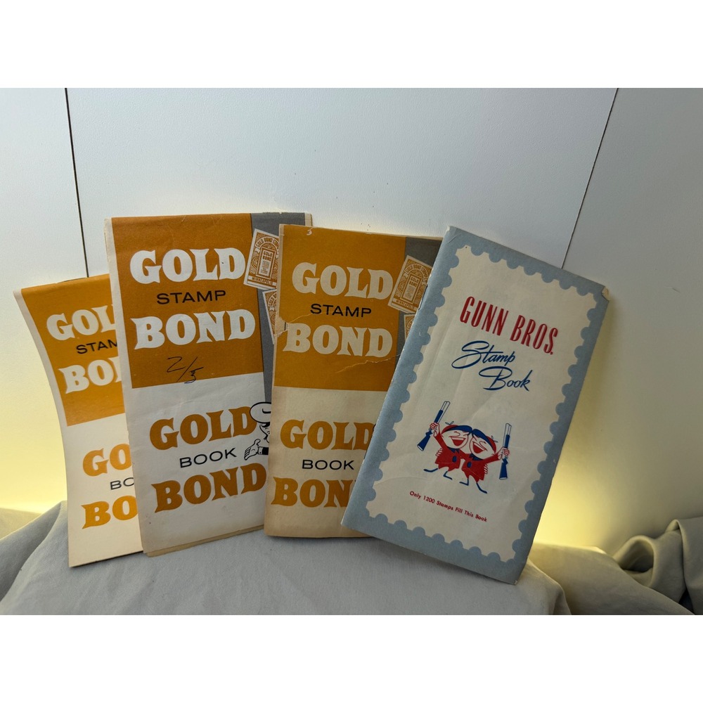 Vintage Gold Bond and Gunn Bros Stamp Books Lot‎ of 4 Mid Century Ephemera 1950s